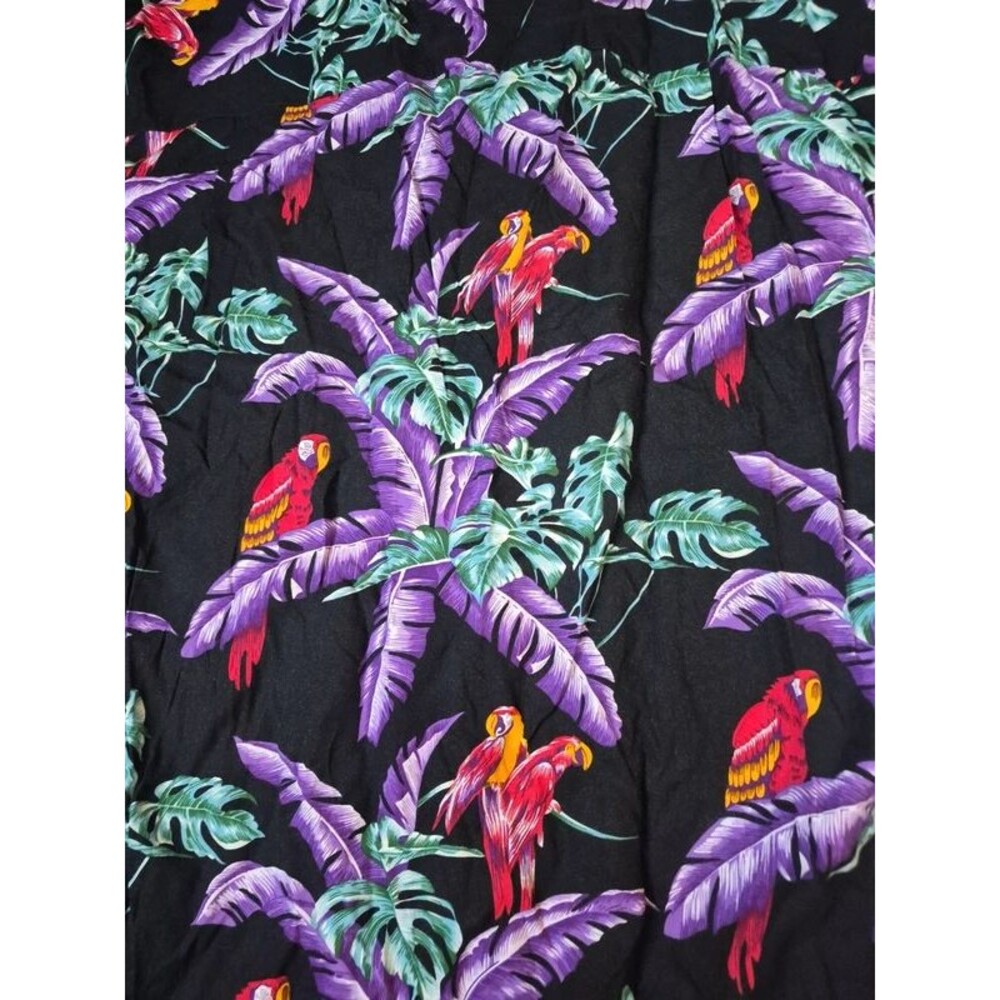Vintage Paradise Found Shirt Mens 3XL Purple Hawaiian Bird 100% Rayon Magnum PI - Picture 10 of 11